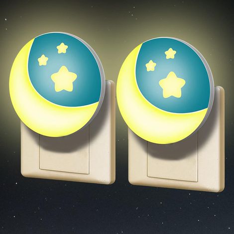 Veilleuse Enfant Prise Électrique Automatique, Lampe de Nuit Étoiles pour Chambre, LED Applique 0,6W, Éclairage Mural Nomade pour Cuisine, 2PCS (1/5)
