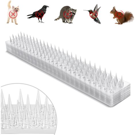 Tira disuasoria para aves de PVC transparente mejorada con púas largas y cortas, paquete de 24 unidades (transparente). (1/5)