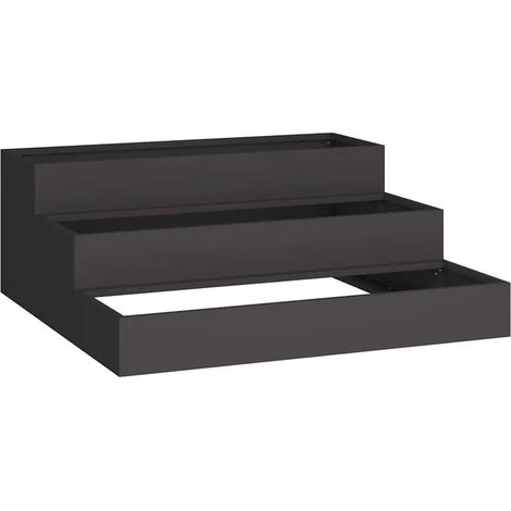 Cache-pot de jardin moderne extérieur 90 x 90 x 35 cm durable esthétique en acier laminé à froid noir