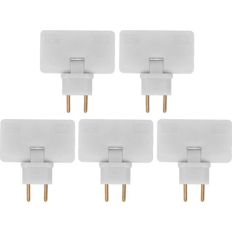 Lot de 5 adaptateurs de prise sans fil UE, rallonge 180 degrés, 1 à 3 prises plates européennes, derrière l'armoire, 110-250 V (blanc) (1/5)