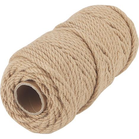 100 m Corde de jute, 6 mm Corde de chanvre tressée, Naturel Travaux manuels, Jardinage (1/5)