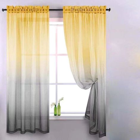 Rideau Voilage - Rideau Transparent en Tulle Dégradé - Pour Salon Chambre - 1 Pièce (1/5)