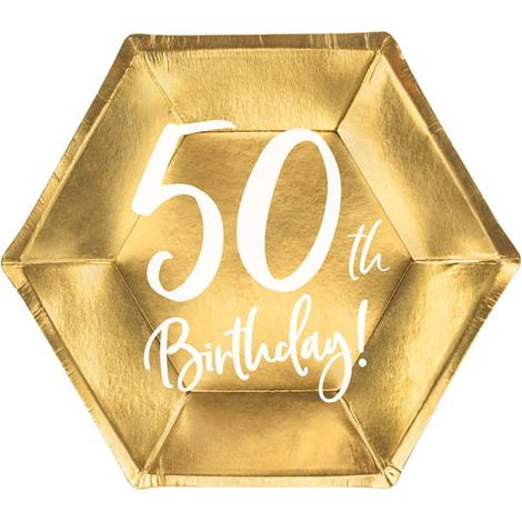 Pappteller zum 50. Geburtstag, Gold, 6 Stück (1/3)