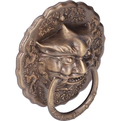 Heurtoir de porte en laiton, installation double face, robuste, anneau de poignée de porte antique chinois en bronze pour porte double (1/5)
