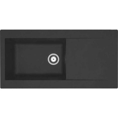 Einbaubecken aus Harz 1000 x 500 mm 1 große Becken - Schwarz - STRADOUR Lierra - Französische Herstellung (1/2)