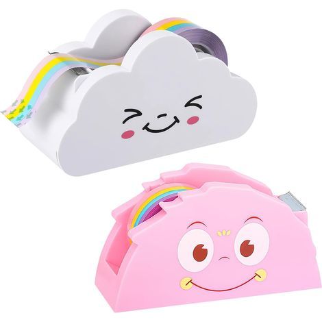 Set mit 2 Klebebandabrollern mit Cartoon-Klebeband, kreativer Klebebandabroller, Schneideband, Bürobedarf, Klebefolienabroller für Büro und Schule (1/5)