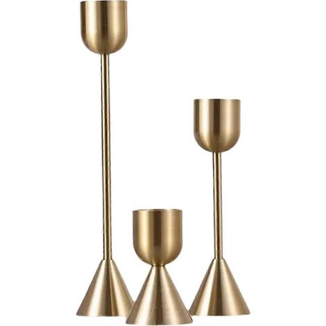 Bougeoirs en métal de style chinois, décoration de mariage dorée simple --- (1/5)