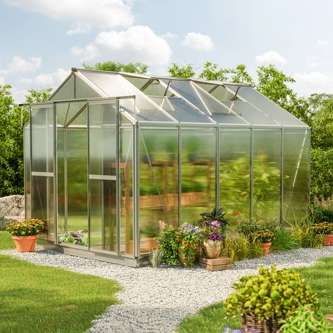 GFP Invernadero Saphir 5 estructura de aluminio 259x322 cm, placas alveolares de 6 mm, con sistema de apertura automático de ventanas y base de cimentación metálica (1/5)