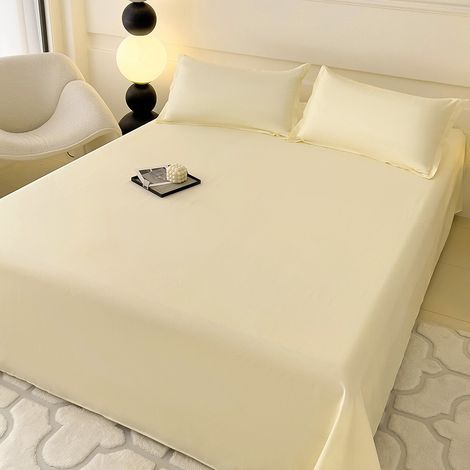 Housse de Couette 220x230 cm Style Minimaliste Instagram - Ensemble Literie 3 Pièces en Coton Doux Brossé Double Face, Couleur Unie Beige pour Chambre et Dortoir, avec 2 Taies d'Oreiller-lsw