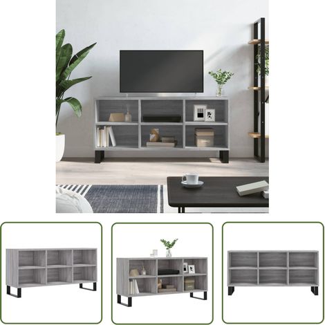 The Living Store Meuble TV sonoma gris 103,5x30x50 cm bois d'ingénierie - Meubles Tv - Meuble Tv - Buffet Tv - Banc Tv - Rangement Tv (1/5)