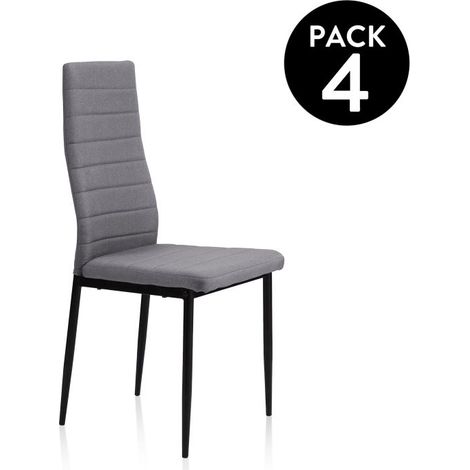Pack 4 sillas de comedor Niza tejido Gris 44cm (ancho) x 98cm (alto) (1/5)