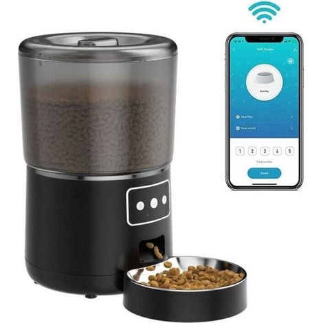 Distributeur automatique de nourriture pour chat 4L. distributeur de nourriture pour chat et chien. application connectée. noir (1/4)