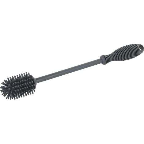 Brosse à vaisselle de haute qualité avec petite tête, idéale pour laver les verres et les tasses sans les rayer, en silicone résistant, Ø 3,5 × 25 cm, grise (1/5)