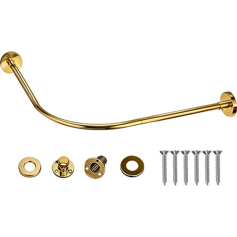【Chauffage et ventilation】Tringle à rideau de douche en L, tringle d'angle télescopique de 108 à 138 cm, support de rideau de douche à fixation au plafond, tringle à rideau de séparation (1/5)