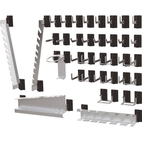 Kit de supports pour outils SimplaClip B2xH6mm, 16 crochets / 6 doubles crochets / 6 supports