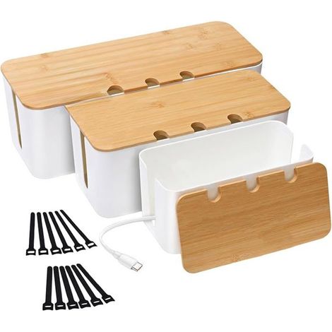 Lot de 3 boîtes cache-câbles - Cache-multiprise, cache-fils électriques pour TV et bureau (1/4)