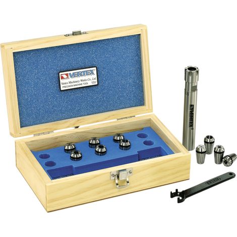 Coffret de mandrin à pinces cilindrique ER mini écrou 16x16-100 + 13 pinces ER11 Vertex V-692B (1/2)
