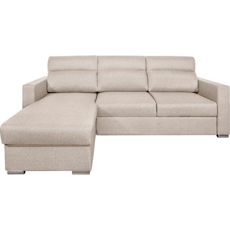 Canapé d'angle KEI réversible convertible en tissu - Beige (1/5)