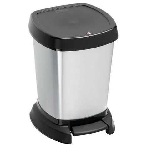 Papelera con pedal plateada Rotho Paso de 6 litros