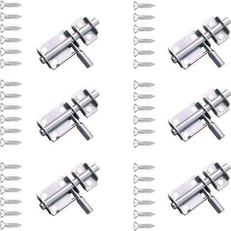 Loquet En Acier Inoxydable, 6 Pièces Loquet De Sécurité Verrou, Verrou De Porte Coulissante, Non Déformé, avec 36 Pièces Vis, pour Salle De Bain, Toilette, Remise, Chambre, Fenêtres (Argent) (1/5)