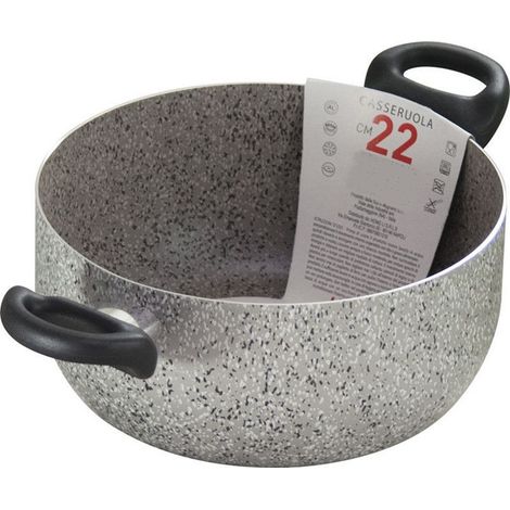 Trade Shop - Cacerola De Doble Mango Negro Con Diámetro De 18-20-22-24 Cm Cocina Antiadherente - -22 Cm -
