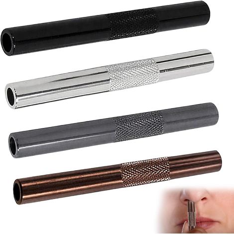 4-Piece Premium Reusable Metal Tubes with Stainless Steel Straws, 7cm Metal Tubes, Snorting Straws, and Metal Straws for Drinks, Cooking, and Everyday Use