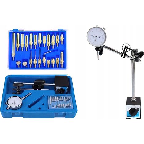 Support magnétique avec support central pour comparateur à cadran, 22 embouts