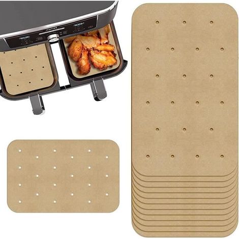 Lot De 200 Feuilles De Papier Sulfurisé Pour Friteuse à Air Chaud Accessoires Pour Dual Air Fryer Papier Sulfurisé Antiadhésif (1/4)