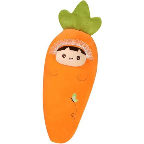 Oreiller Carotte Peluche 32cm, Coussin Créatif en Coton Doux pour Enfants, Jouet Câlin, Poupée Mignonne, Doudou Orange pour Fille Adolescent et Garçon (1/5)