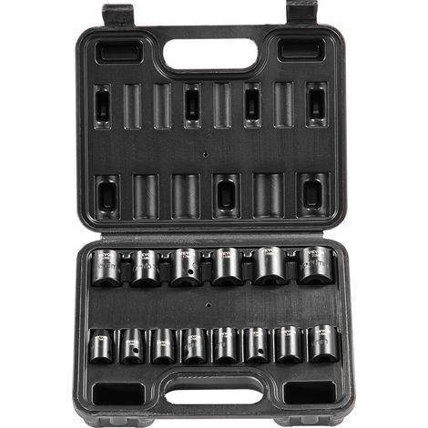 VEVOR Coffret Douilles a Chocs 3/8 pouce Metrique 7-20 mm, Kit pour Cle a Cliquet 14PCs, en Acier Allie Cr-Mo, 6 Pans, Marquages de Taille Faciles a Lire, pour la Reparation Automobile, Atelier