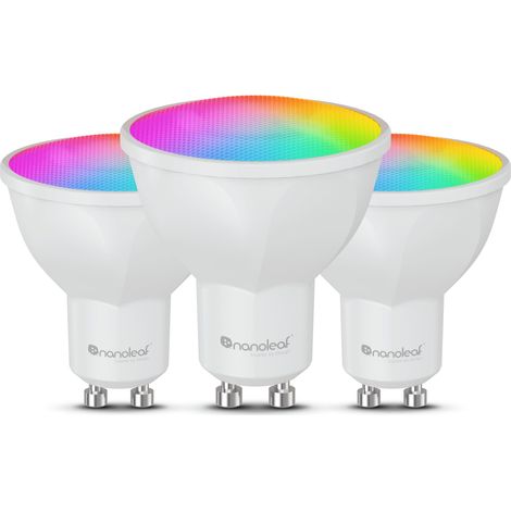 NANOLEAF MATTER AMPOULE LED INTELLIGENTE GU10 - 3 SPOTS RGBCW À INTENSITÉ VARIABLE, MIROIR D'ÉCRAN, 16 M DE COULEURS, 400 LUMENS
