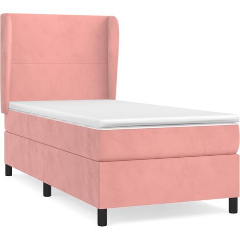 Maison Exclusive - Cama box spring con colchón terciopelo rosa 90 (1/5)