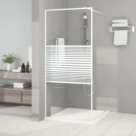 Paroi de douche pour douche à l'italienne, blanche, 90 x 195 cm, verre trempé de sécurité