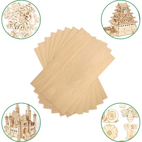 10 Planches de bois, 200x200x1,5 mm, surface lisse, découpe facile, pour Cricut Maker, loisirs créatifs (1/5)