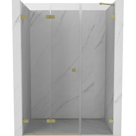 Mexen Lunar-F faltbare Duschkabinentüren links 115 cm, transparent, gebürstetes Gold - 836S-115-050-55-00-L