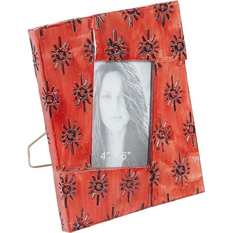 Portafoto in metallo rosso, 21x3x26 cm (kit da 3)