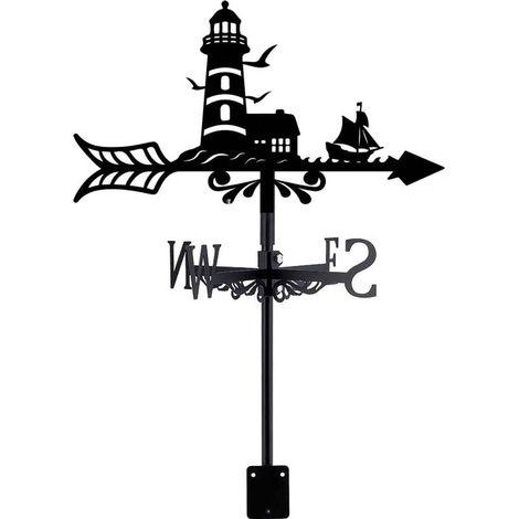 Girouette de jardin décorative en métal, petit modèle bateau avec mouette, indicateur de direction du vent extérieur pour jardin et ferme (1/5)