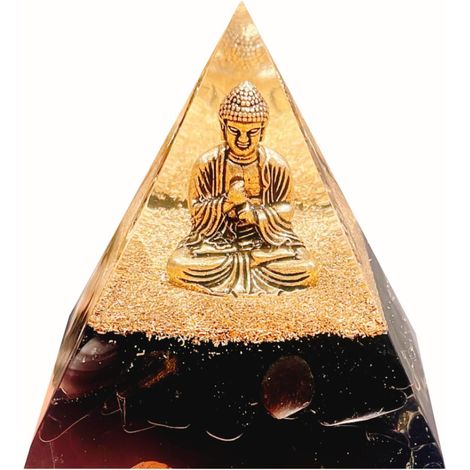 Pyramide de Bouddha,Générateur d'énergie Pyramide Orgone,Pyramide de Cristal de guérison d'Orgonite Obsidienne Réduisez Le Stress Ajustez Le Chakra Traiter et méditation.Attirer la Chance (1/5)