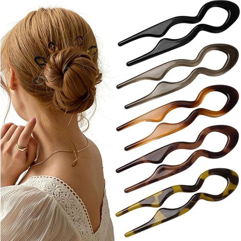 Lot de 5 mini épingles à cheveux en forme de U marron et noir, épingles à cheveux françaises pour femmes, accessoire de coiffure ergonomique et décoratif, pinces antidérapantes pour chignons et (1/5)