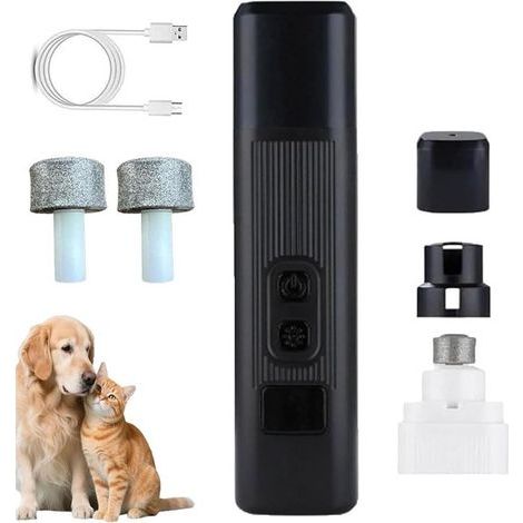 Coupe-ongles pour chien avec lumière - lime à ongles électrique pour chien - Coupe-ongles silencieux - Convient aux chiens, chats et autres animaux - Soin des ongles sûr et sans stress - Noir - 12,5 x (1/5)