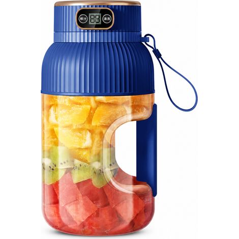 Blender Portable Rechargeable USB à 10 Lames avec Couvercle à Boire, Bleu (1/5)
