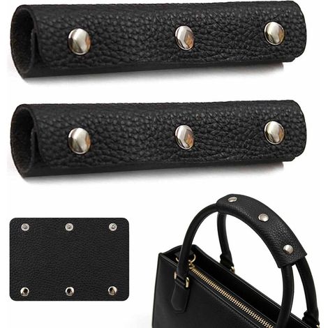 Lot de 2 protège-poignées en cuir PU pour sacs à main et bagages, idéal pour les valises et les bagages. Protection anti-pincement pour poignées de valises. 13 x 9 cm. (1/5)