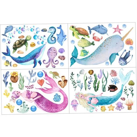 Stickers muraux lumineux Sirène Verte pour chambre d enfant (1/5)