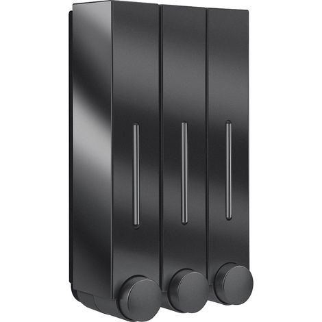 Dispensador de jabón multiusos Blue Dream para gel de ducha, champú y acondicionador, montaje en pared (negro) (1/5)