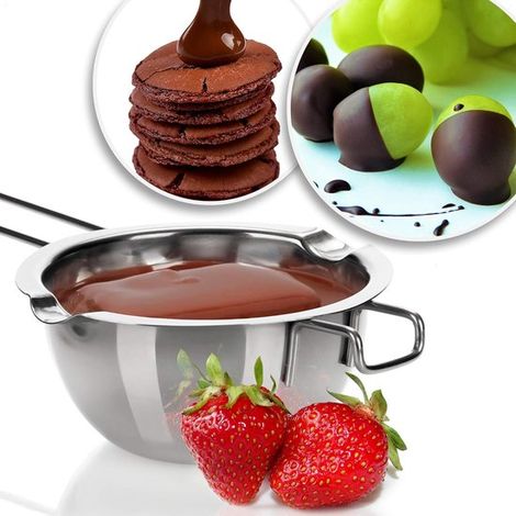 Universeller Schmelztopf aus Edelstahl Bain Marie Topf für Schokolade und Butter Spülmaschinenfest Silber Kleiner Schmelztopf mit Haken und Ausgi (1/5)