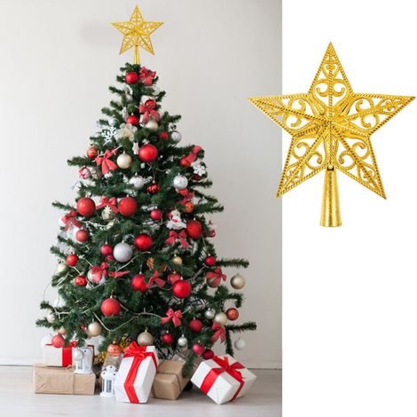 Cime d'arbre de Noël décoration de de étoile à cinq branches 1 pièce 20 cm Doré (1/5)