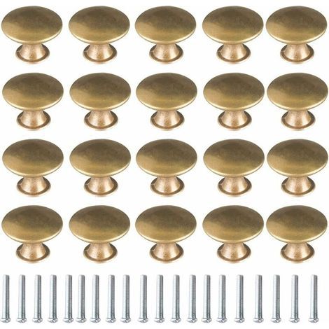 Bouton de Porte Laiton 20 Pièces Vintage Laiton Poignées Boutons de Meuble Boutons Porte de Tiroir Poignée de Meuble Bouton de Meuble Vintage pour Tiroir Armoire Meuble Cuisine de Placard (1/4)