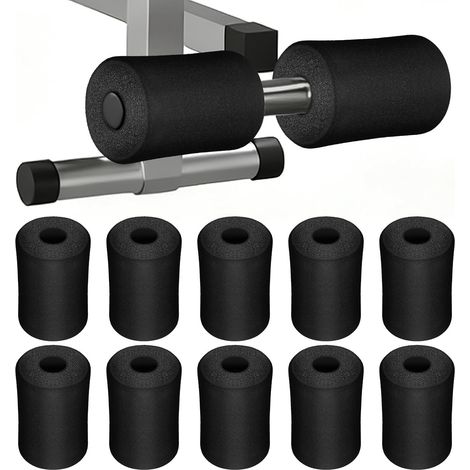 Pack of 10 Foam Foot Pad Rollers, Replacement Parts for Weight Benches, Leg Extenders, Abdominal Trainer and Home Training Equipment (1/5)