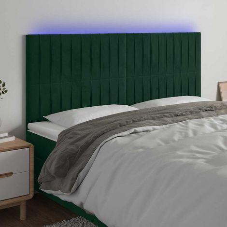 vidaXL Tête de lit à LED Vert foncé 180x5x118/128 cm Velours (1/5)