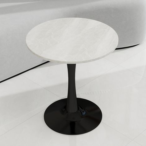 mesa centro redonda de mármol artificial negra y blanca OKMYHOME (1/5)
